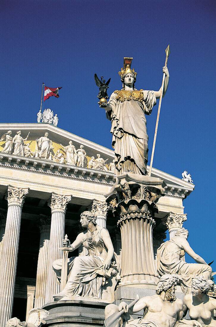 Parliament and Athena Statue. Vienna. Austria