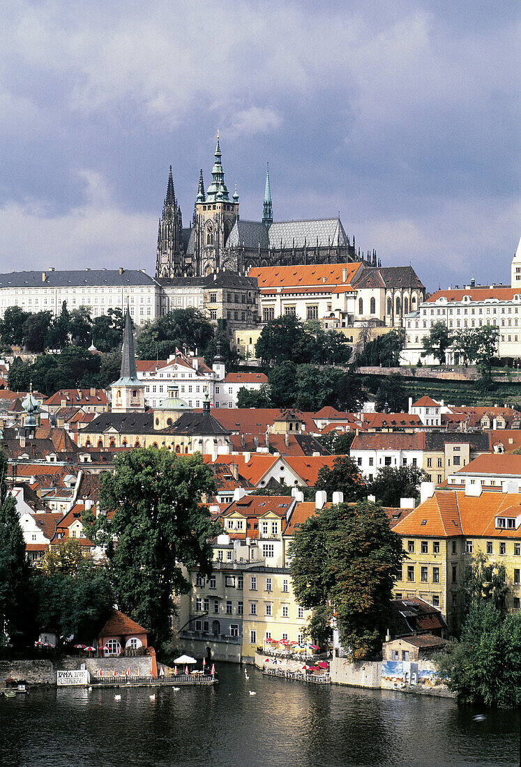 Hradcany Hill and Vltava River. Prague. Czech Republic