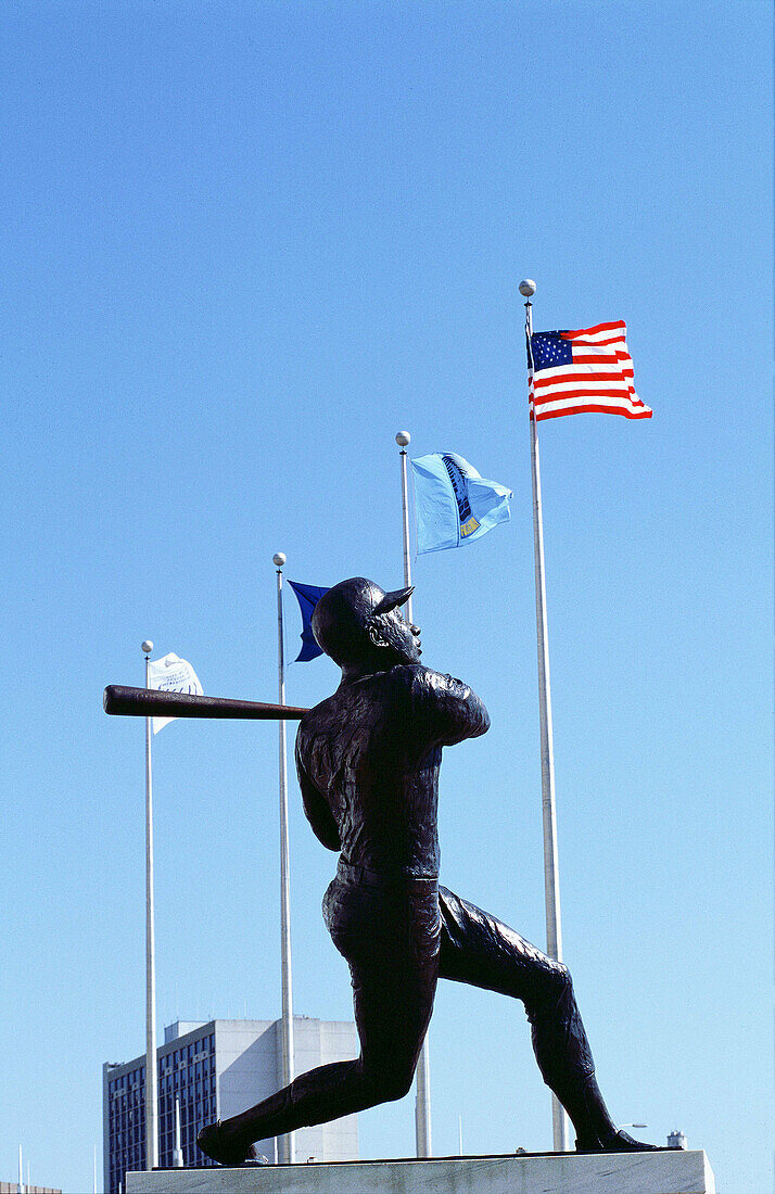 Baseball monument and flags. Atlanta. USA