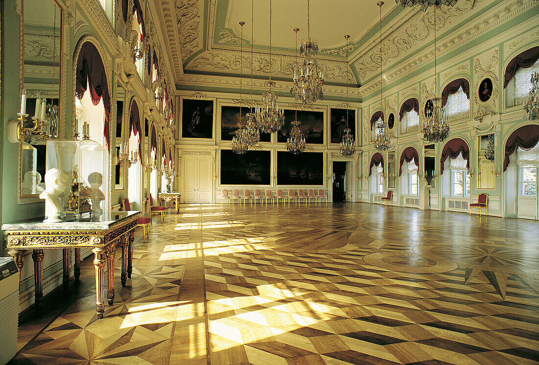 Interior of the Summer Palace, the former residence of Peter the Great, Petrodvorets. St. Petersburg. Russia