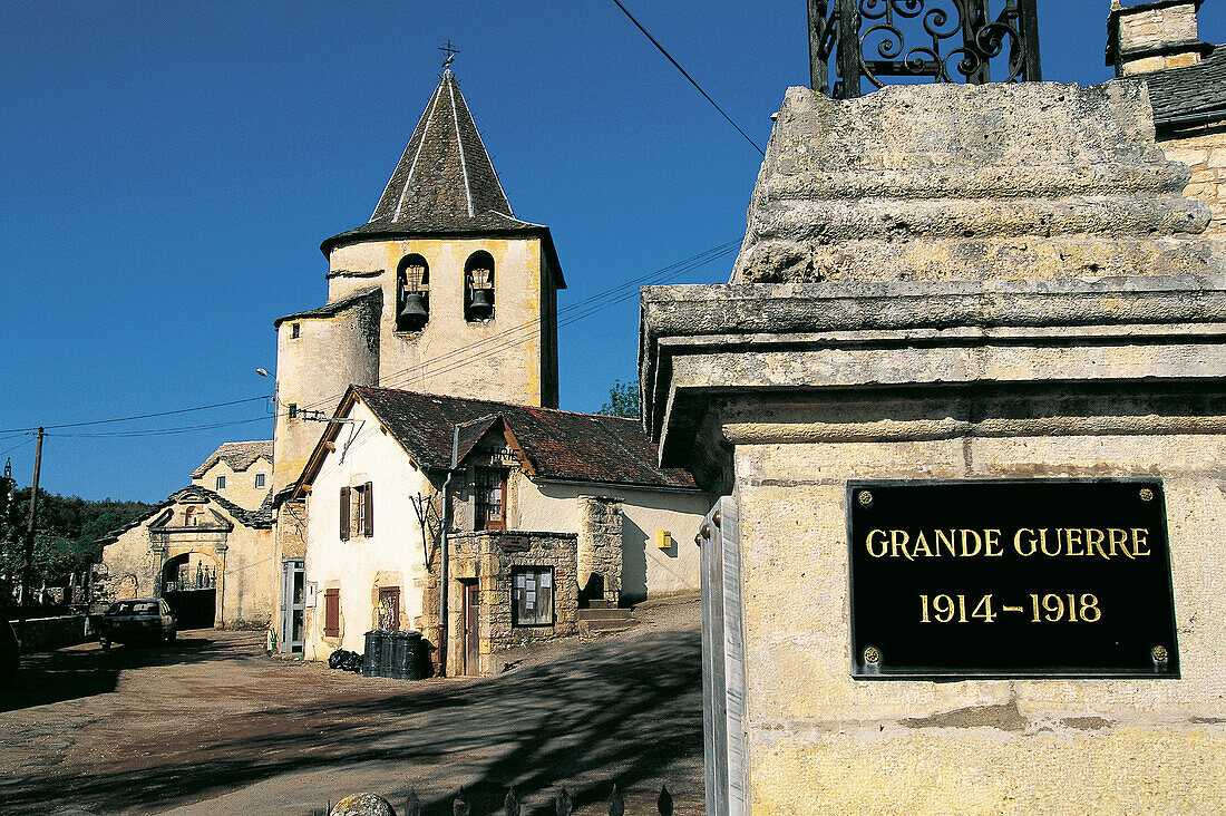 Village square at Gorges du Tarn entrance. Aveyron. France