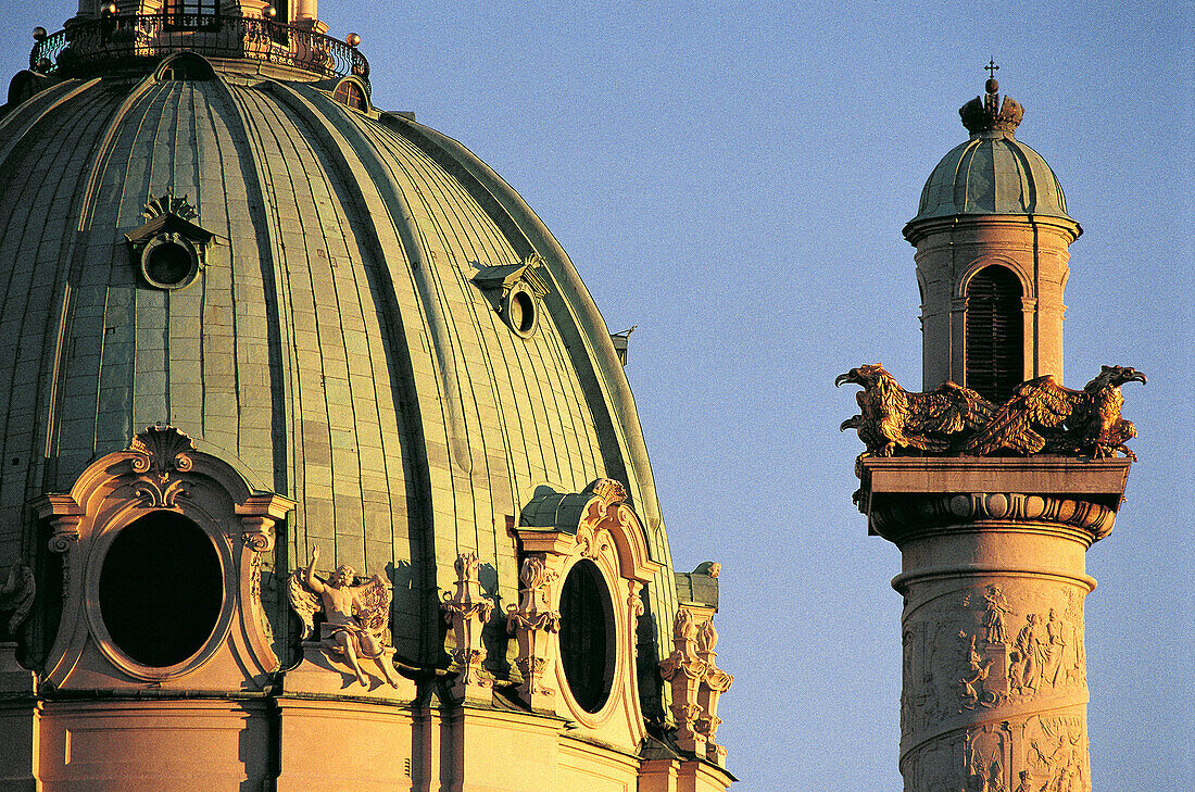 Karlskirche dome and belfry. Vienna. Austria