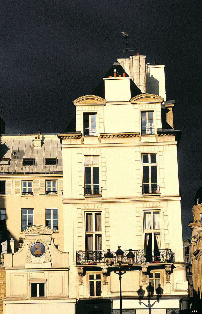 Typical old parisian building. Les Halles. Paris. France