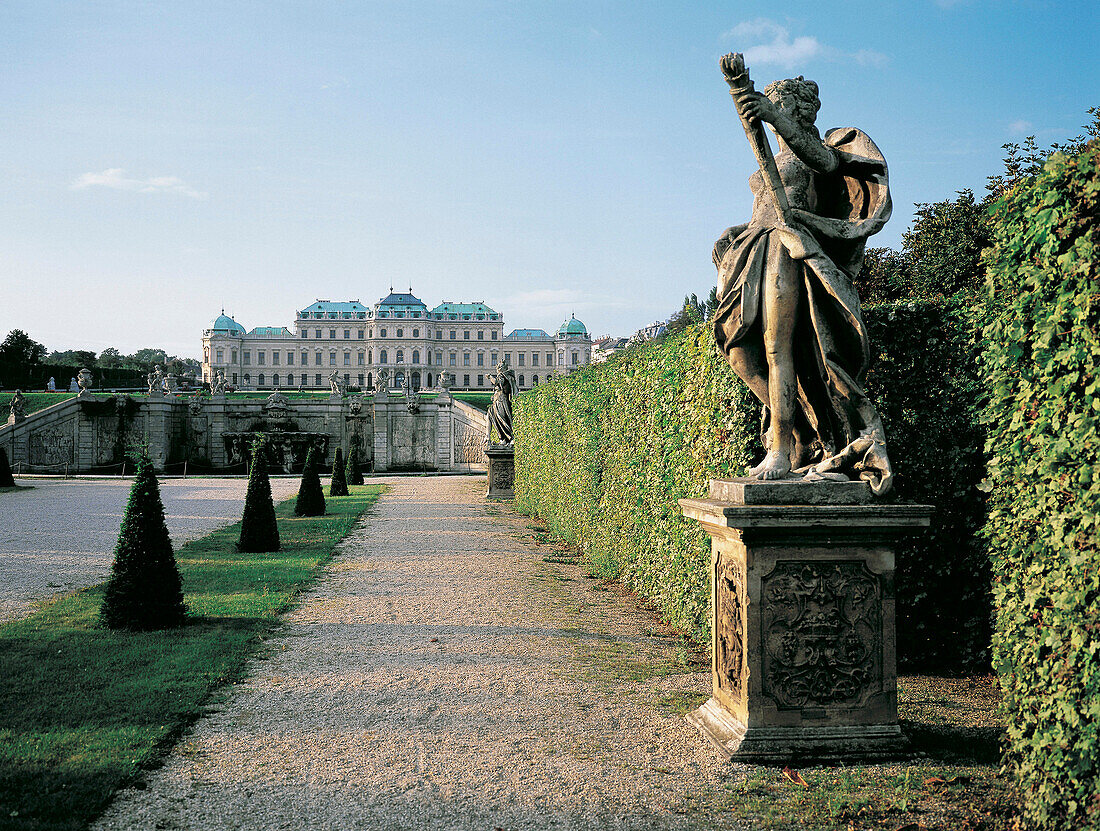 Belvedere Castle and gardens at sunrise. Vienna. Austria