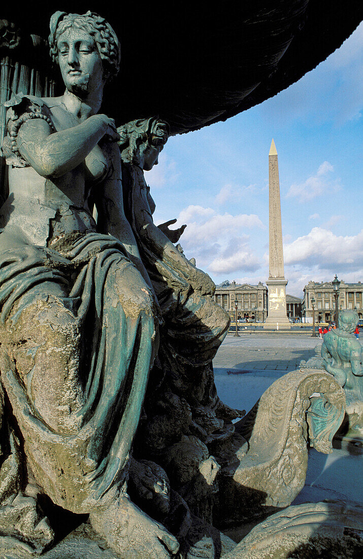 Fountain statue. Place de la Concorde. Paris. France