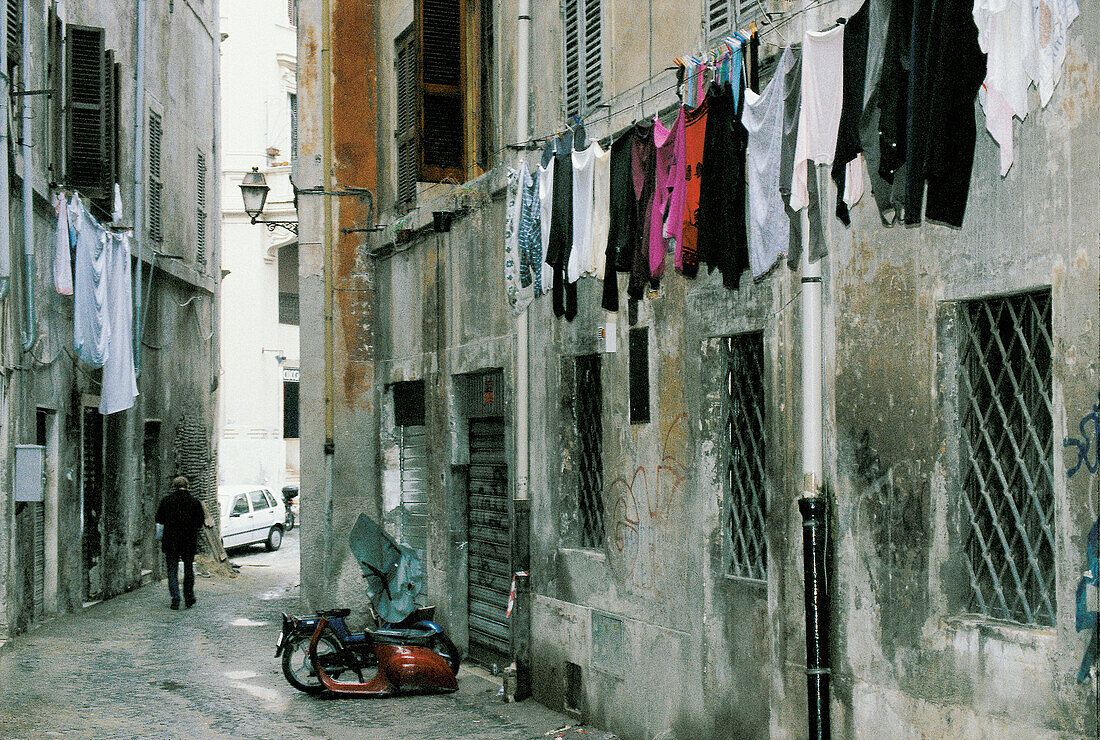 Small street in the Trastevere area. Rome. Italy