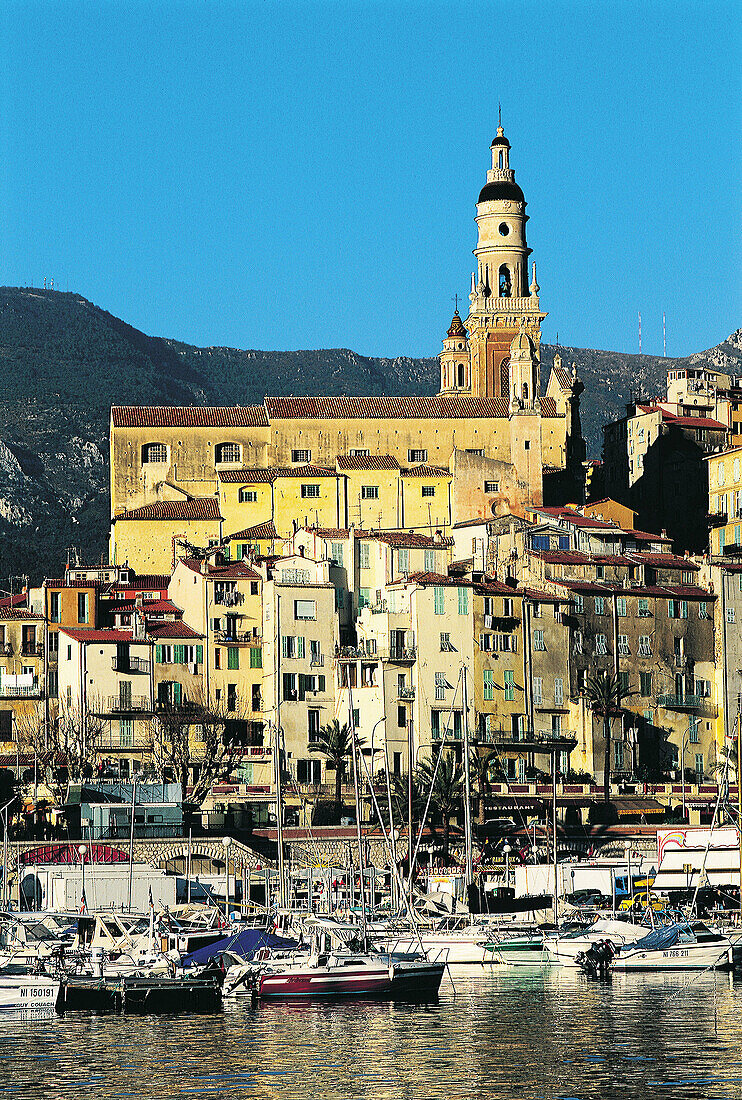 Old City and Harbour. Menton. Cote d Azur. France