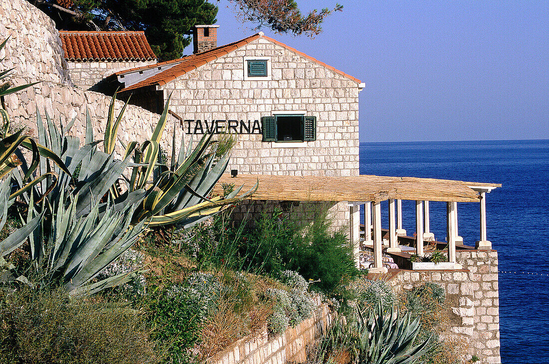 Restaurant at the seaside, near Dubrovnik. Croatia