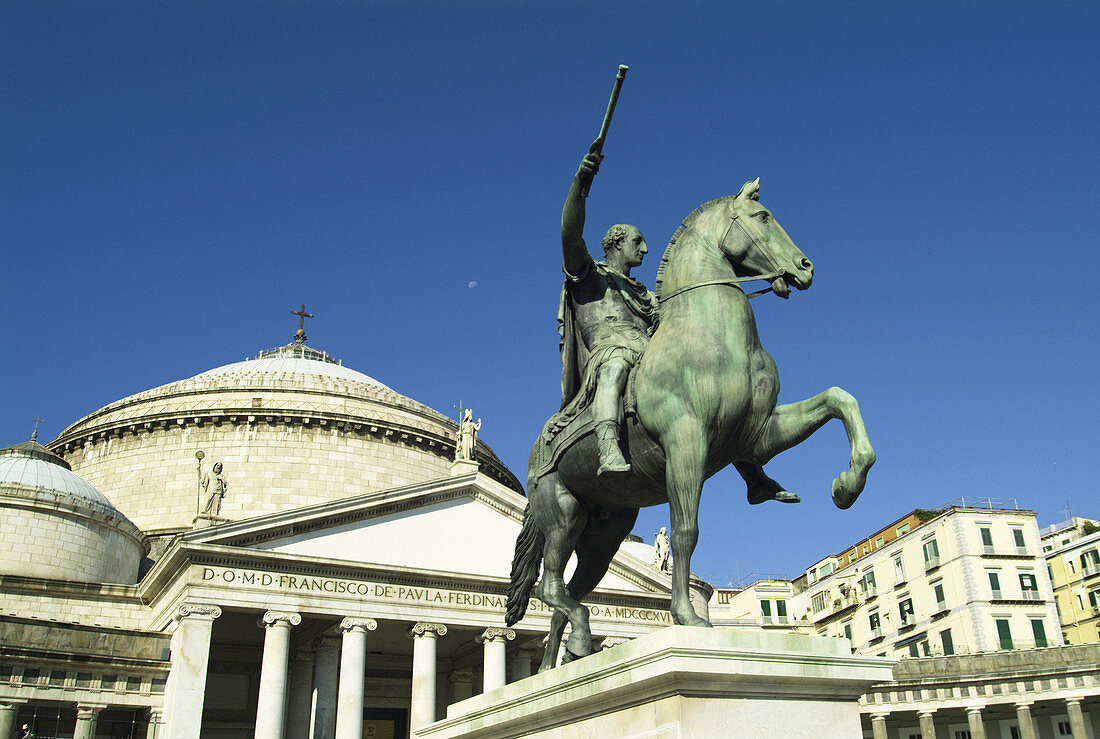 San Francesco di Paola and Piazza Plebiscito. Naples. Campania. Italy