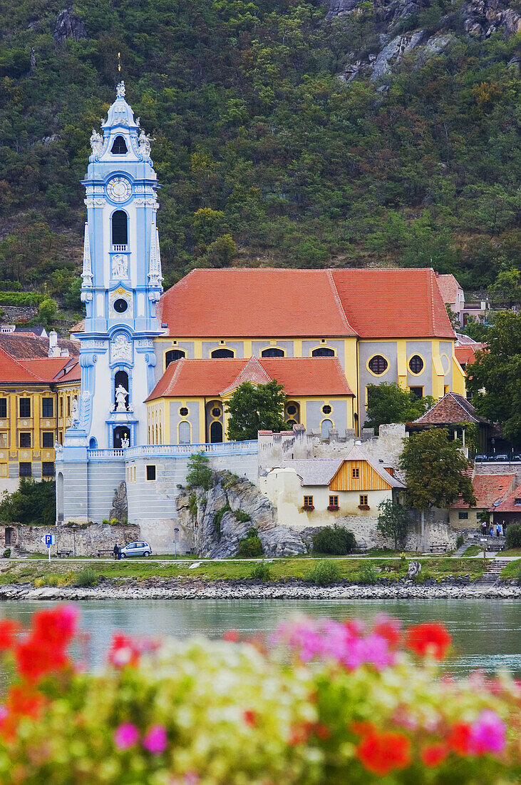 Austria. Wachau valley. River Danube. Durnstein parish church