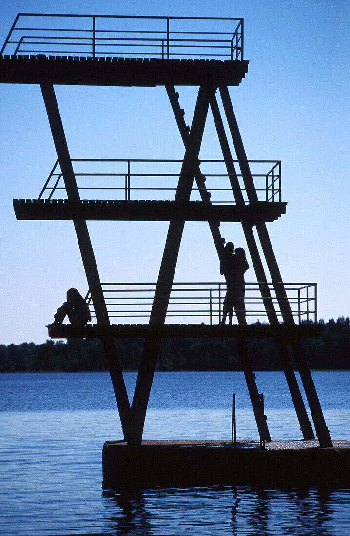 Diving platform in silhouette. Tampere. Finland.
