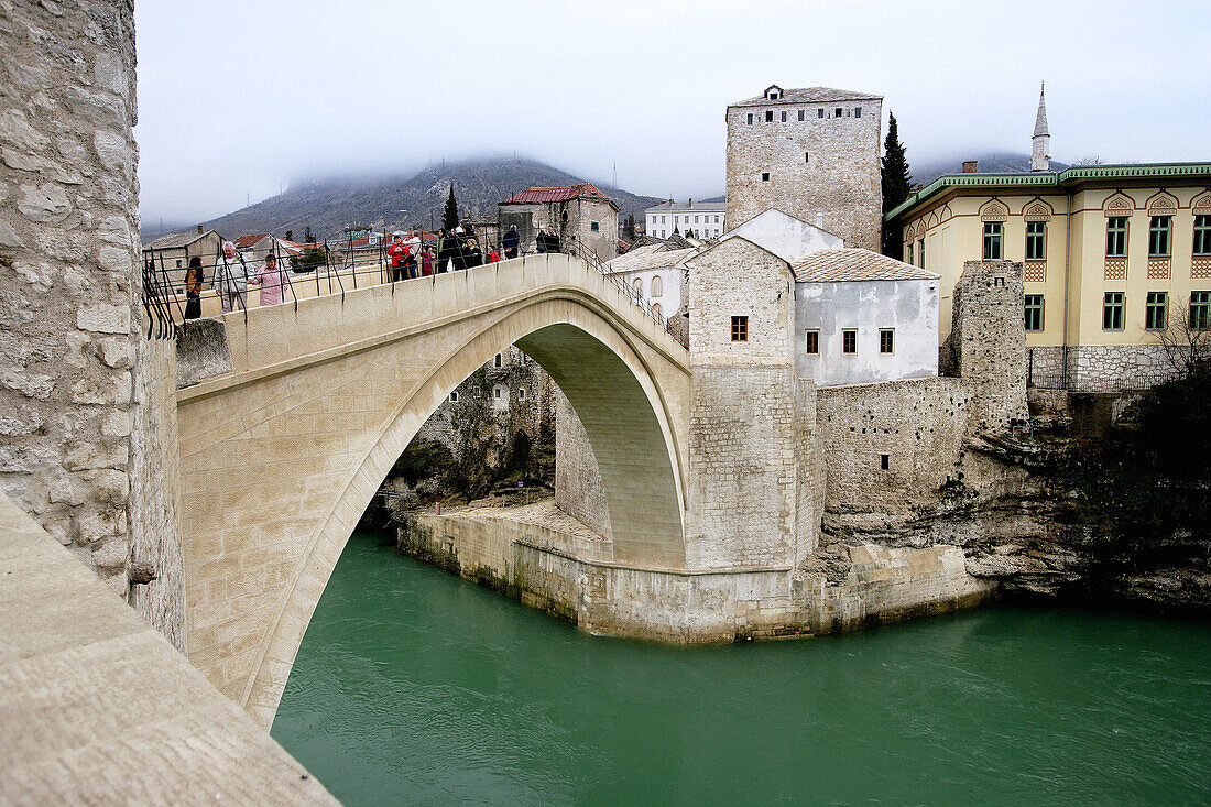Mostar, Old Bridge on the Neretva river. Bosnia and Herzegovina