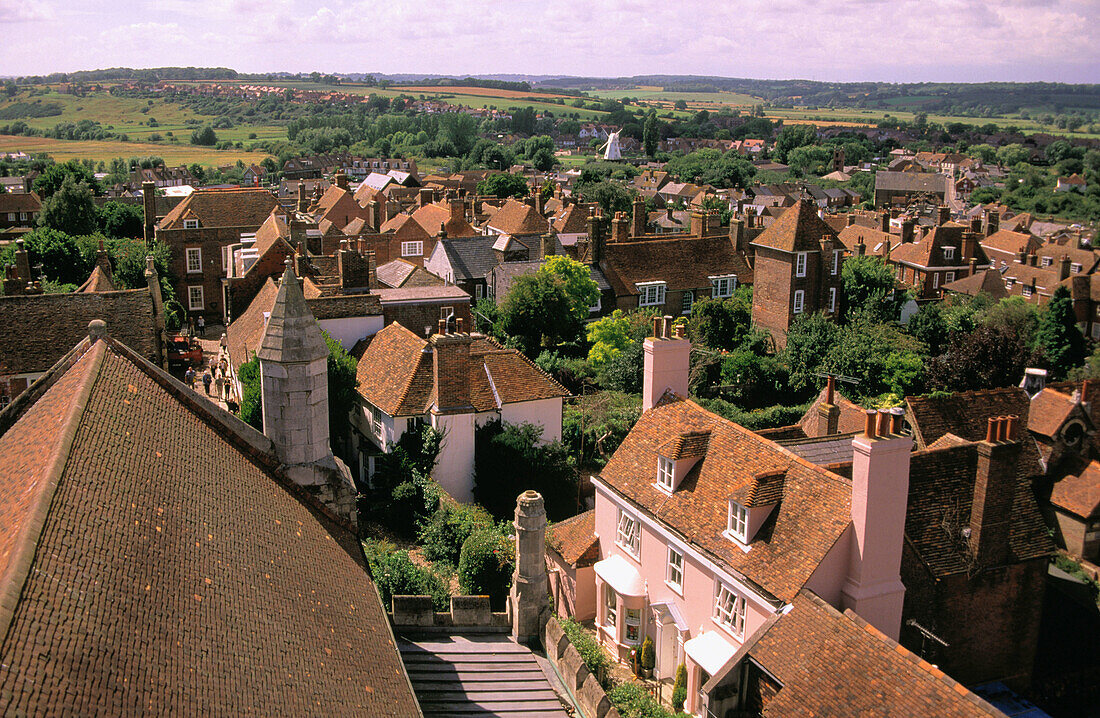 Orange rooftops viewed from the tower of St. Mary s Church. Rye. East Sussex. England