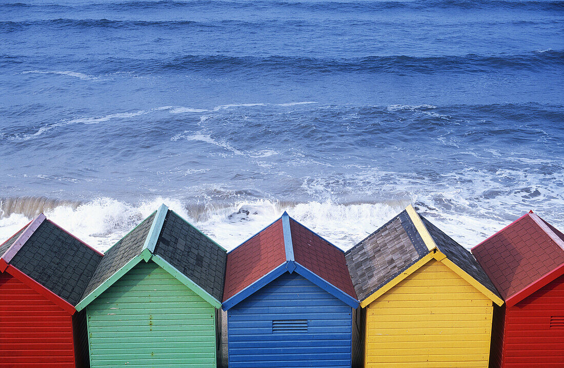 Beach huts in Whitby. North Yorkshire, UK