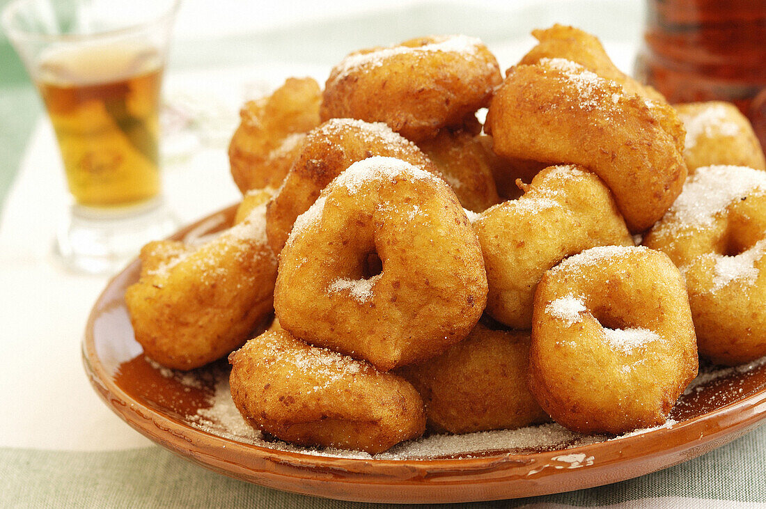 Buñuelos (pancakes). Majorca, Balearic Islands. Spain