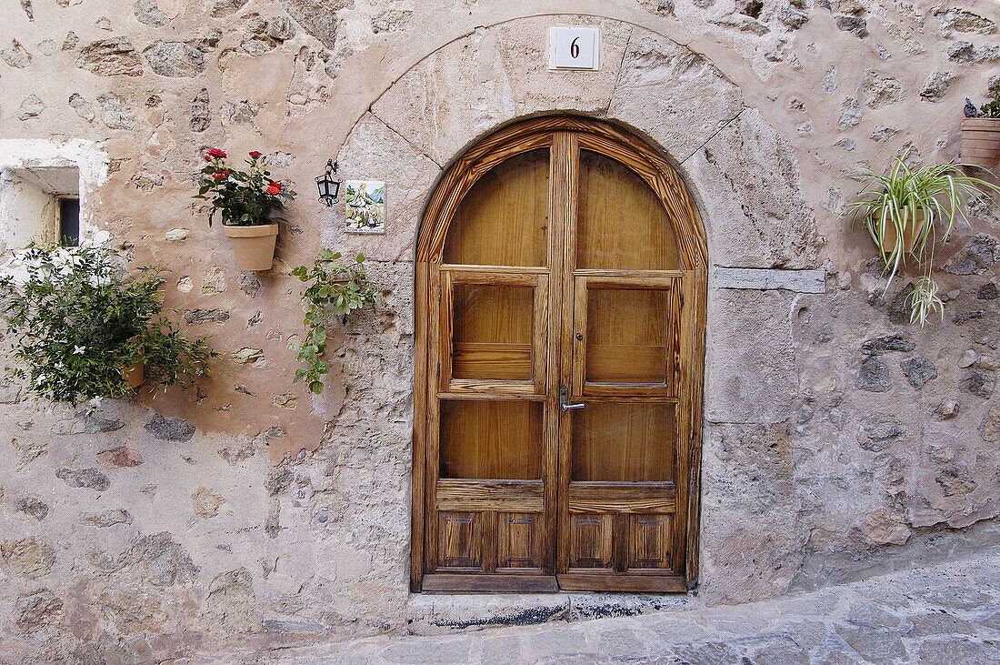 Façade of house in Valldemossa. Majorca, Balearic Islands. Spain