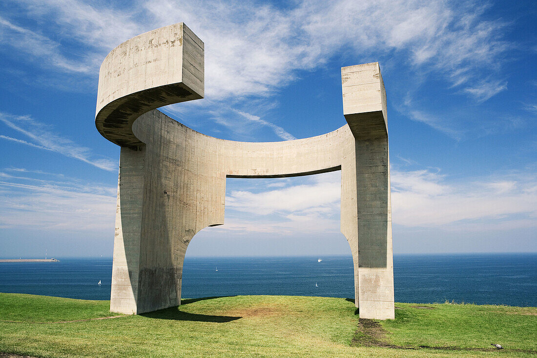 Elogio del Horizonte , scuplture by Eduardo Chillida. Cerro de Santa Catalina, Gijón, Spain.