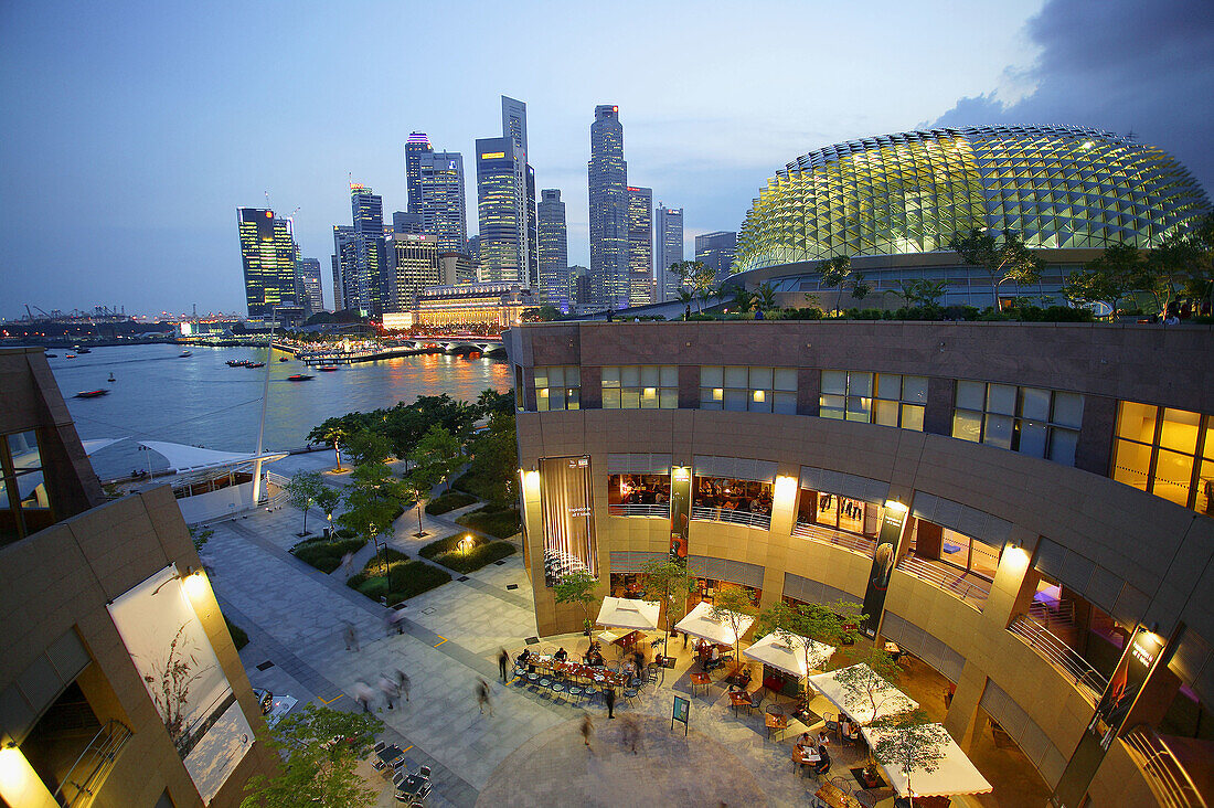 View of the Esplanade Mall at the performing arts centre Theatres on the bay . Singapore.