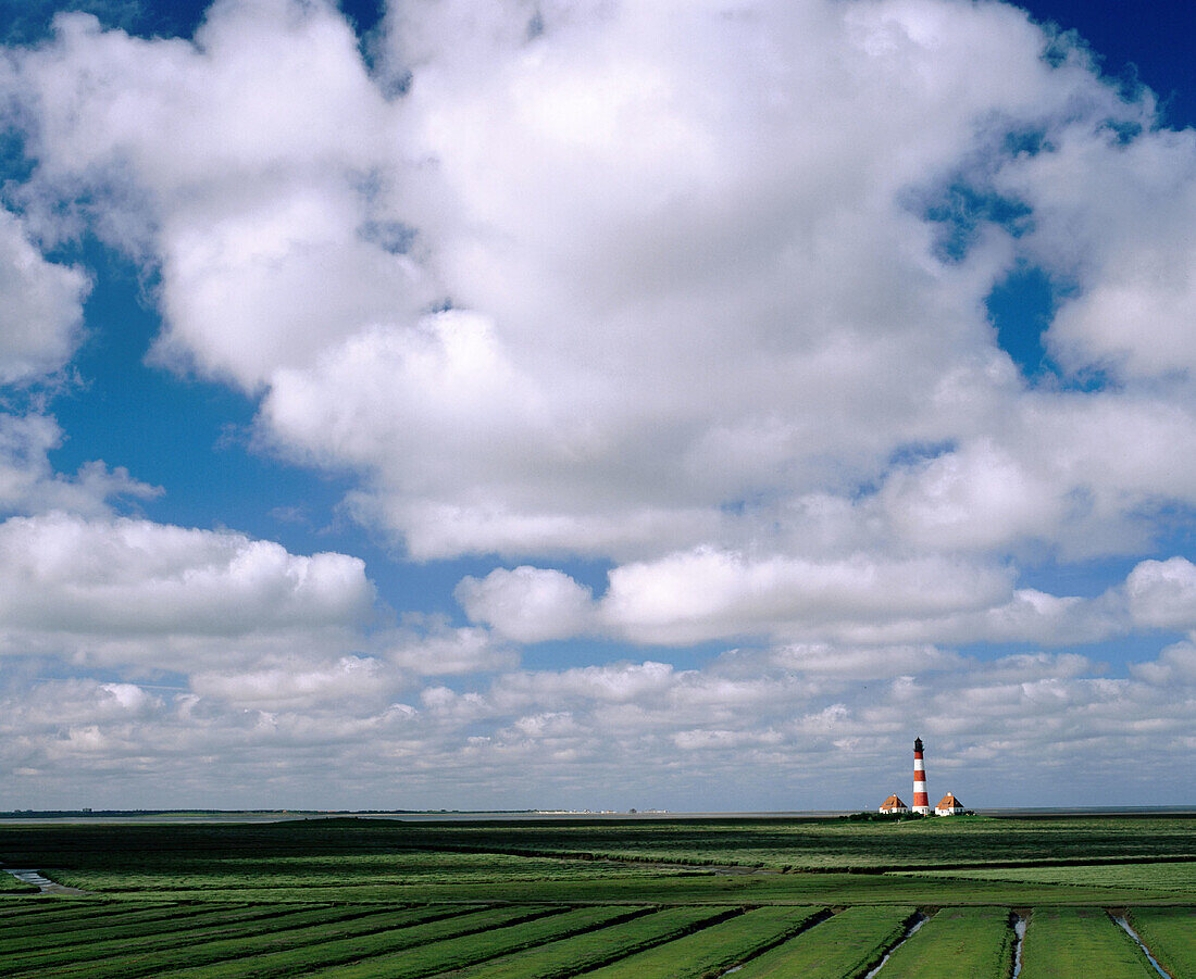 Lighthouse in Westerhever. Schleswig Holstein. Germany