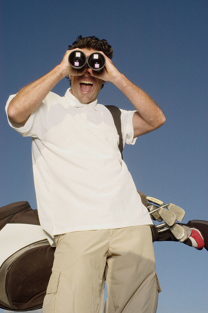 Binoculars, Businessman, Businessmen, Businesspeople, Businessperson, Caucasian, Caucasians, Color, C