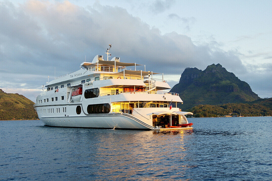 Cruise on the luxury 30 cabins yacht Tia Moana . Leeward islands. French Polynesia. South Pacific.