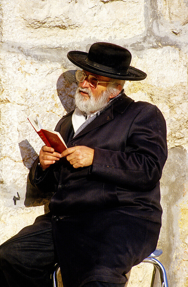 Jew praying by the Wailing Wall, Jerusalem. Israel