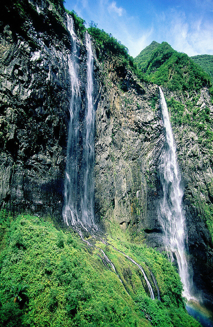 Trou de Fer cascading waterfalls. Réunion island (France)