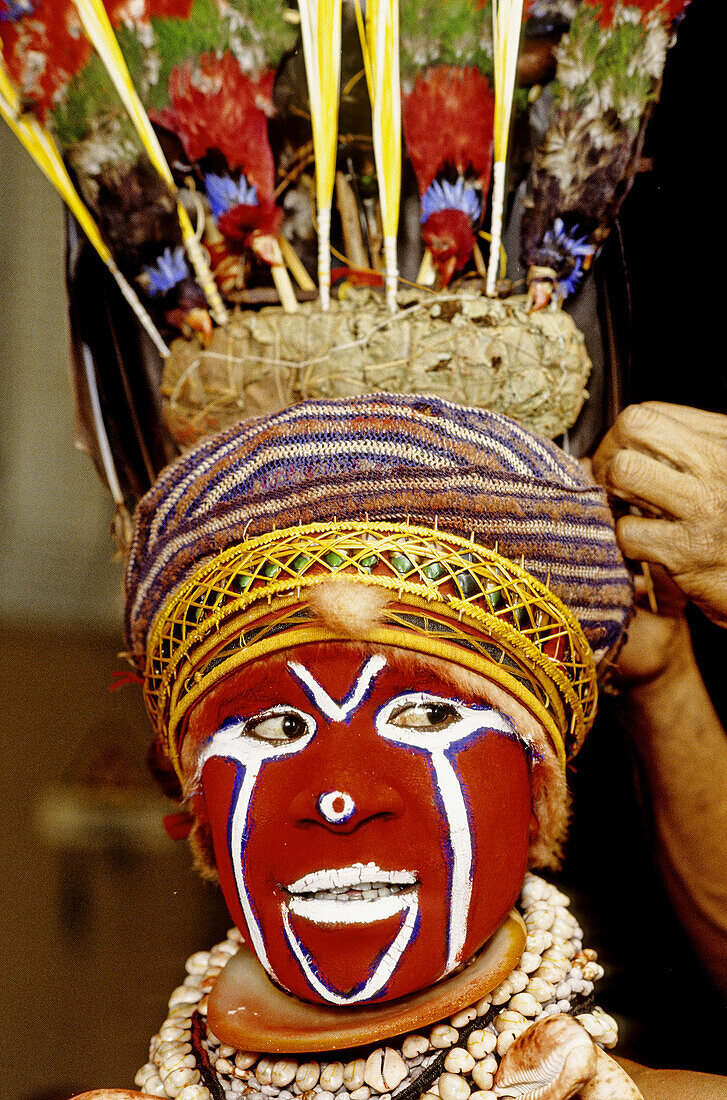 Portrait of a woman. Melpa Tribe having a SingSing festival. Mount Hagen. Papua New Guinea