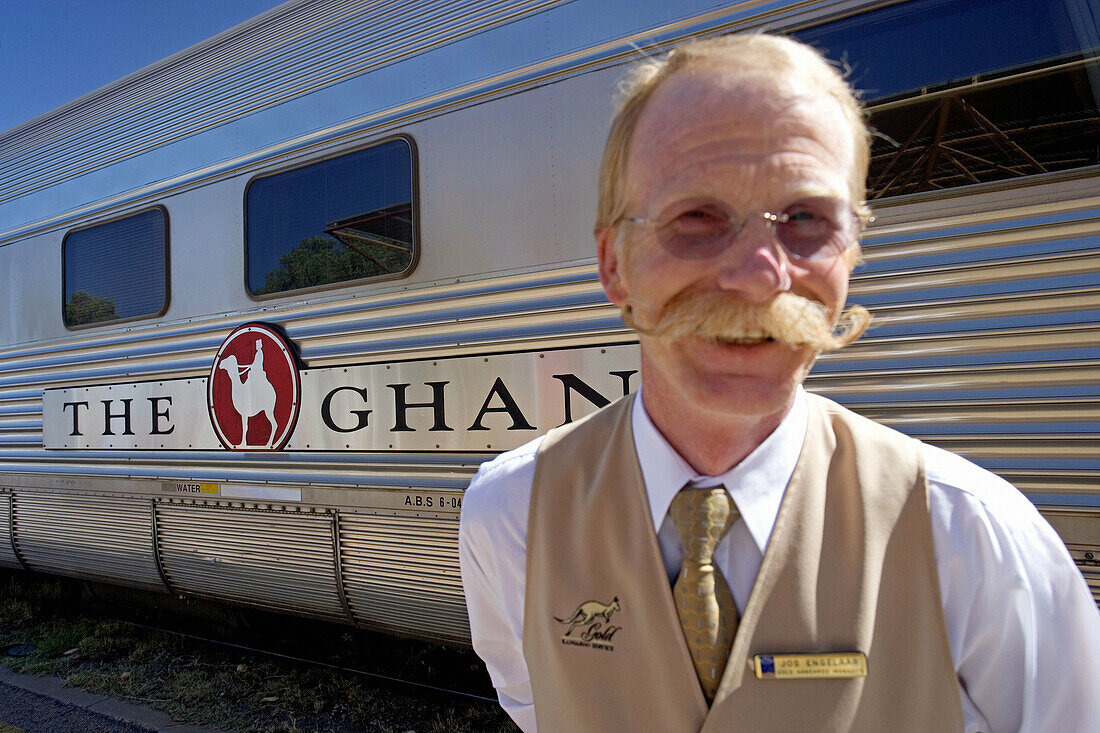 The Ghan (train going from Darwin to Adelaide through Australia along a 3000 km railroad). Departure station. Darwin. Northern Territory. Australia.