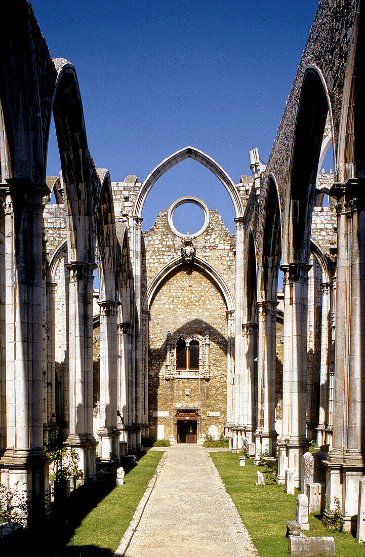 Carmo church ruins (demolished by the 1755 earthquake). Lisbon. Portugal