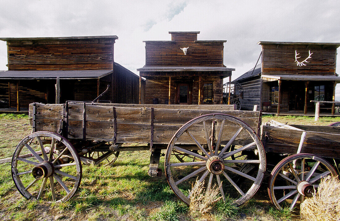 Ancient carts in the Old Trail Town. Buffalo Bill s city of Cody. Wyoming. United states (USA)