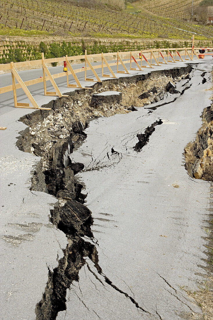 Landslide due to an earthquake . Sicily, Italy