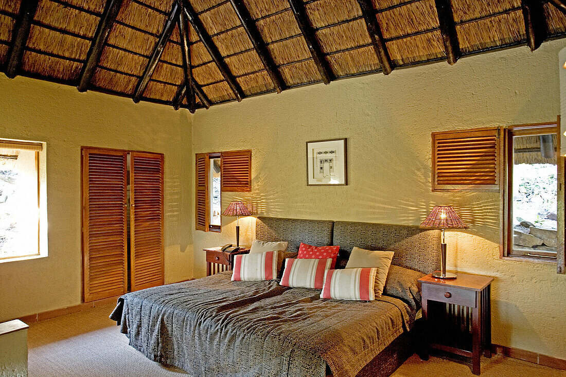A room interior. The luxurious Phinda Lodge located in a private 17000 hectares private park. Kwazulu-Natal province. South Africa