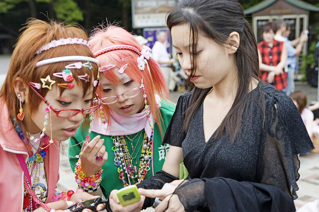 Teenage hipsters dressed in a provocative way meeting on Sunday in Yoyogi Park in Harajuku, Tokyo. Japan
