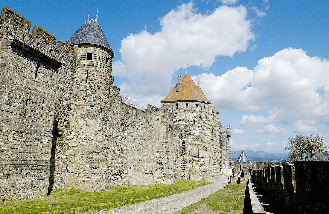 La Cité, mittelalterliche Festungsstadt von Carcassonne. Aude, Languedoc-Roussillon, Frankreich