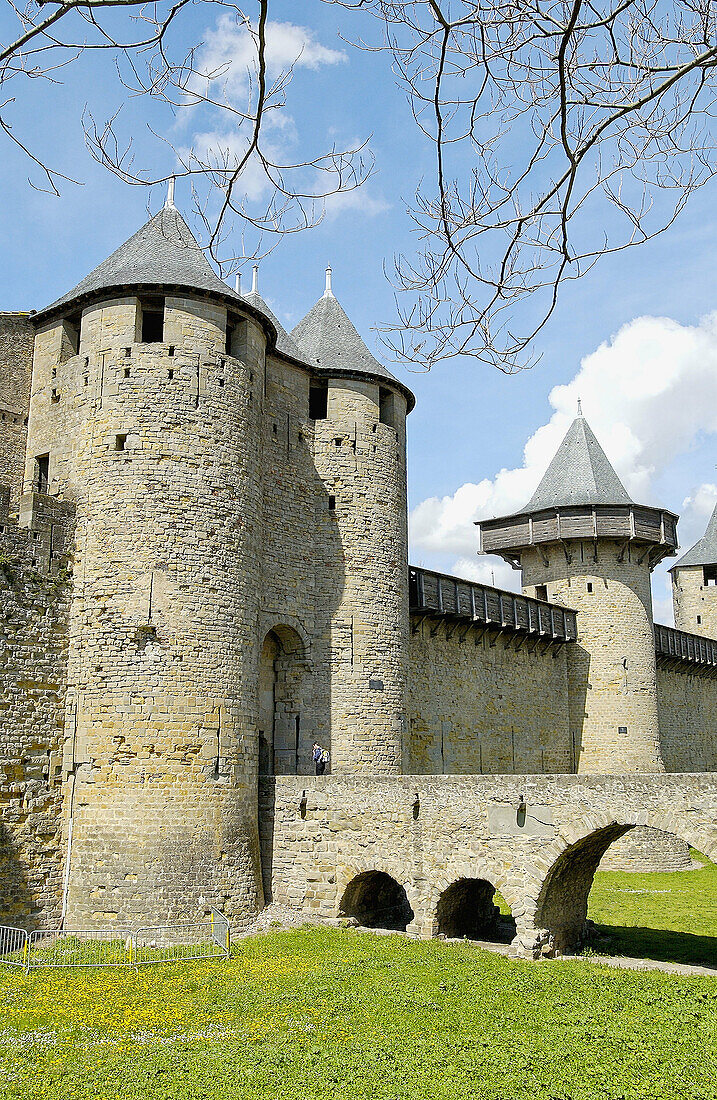 La Cité, Carcassonne, mittelalterliche Festungsstadt. Aude, Languedoc-Roussillon, Frankreich