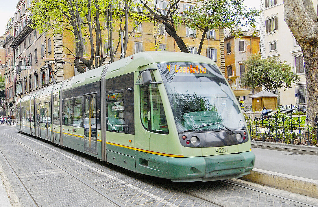 Straßenbahn. Via Torre Argentina. Rom. Italien