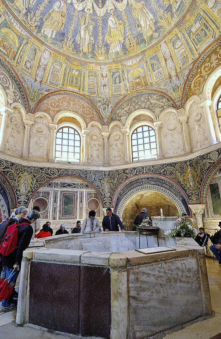 Byzantine mosaics at Battistero Neoniano. Ravenna. Emilia-Romagna, Italy