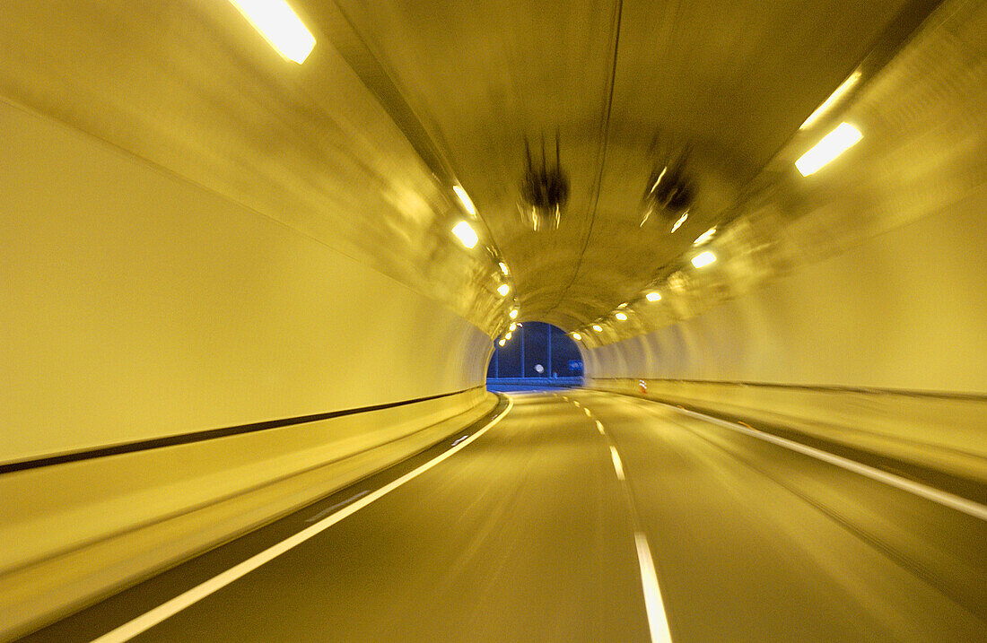 Traffic at tunnel. Highway. Basque Country. Spain