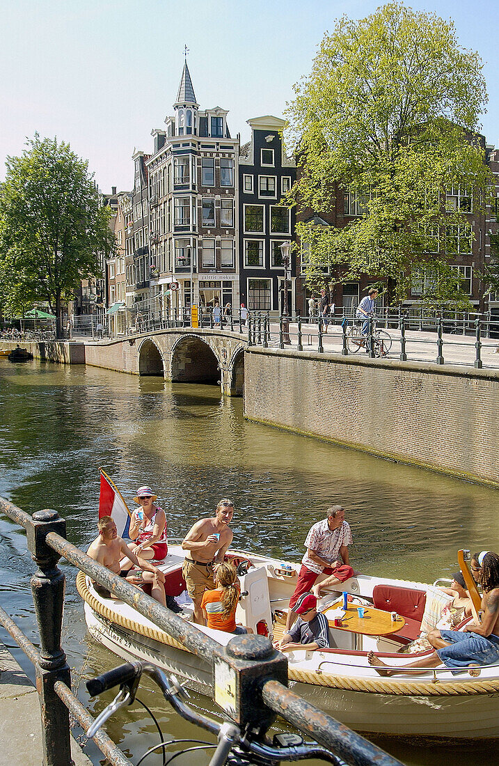 Canal, Grimburgwal. Amsterdam, Netherlands