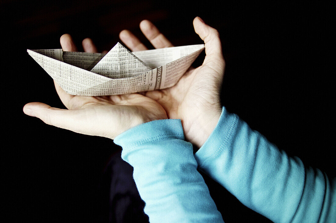  Adult, Adults, Close up, Close-up, Closeup, Color, Colour, Concept, Concepts, Hand, Hands, Hold, Holding, Human, Idea, Ideas, Imagination, Indoor, Indoors, Inside, Interior, Leisure, Navigation, One, One person, Paper boat, Paper boats, People, Person, P