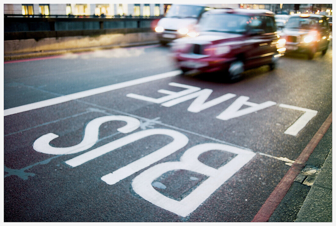 Bus lane, London. England, UK