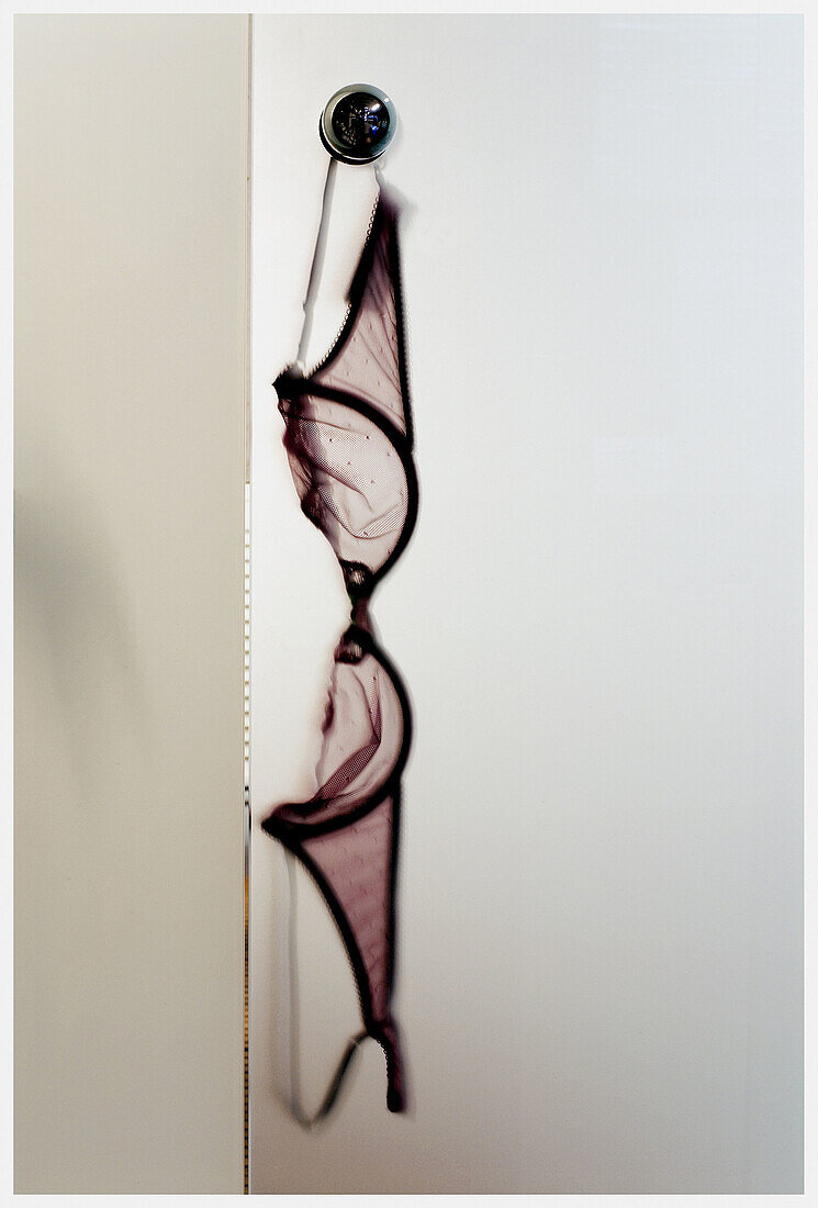  Bra, Bras, Brassiere, Color, Colour, Concept, Concepts, Delicate, Door, Doors, Feminine, Garment, Hang, Hanging, Indoor, Indoors, Interior, Knob, Knobs, Lingerie, Object, Objects, One, One item, See-through, Still life, Thing, Things, Translucent, Underw