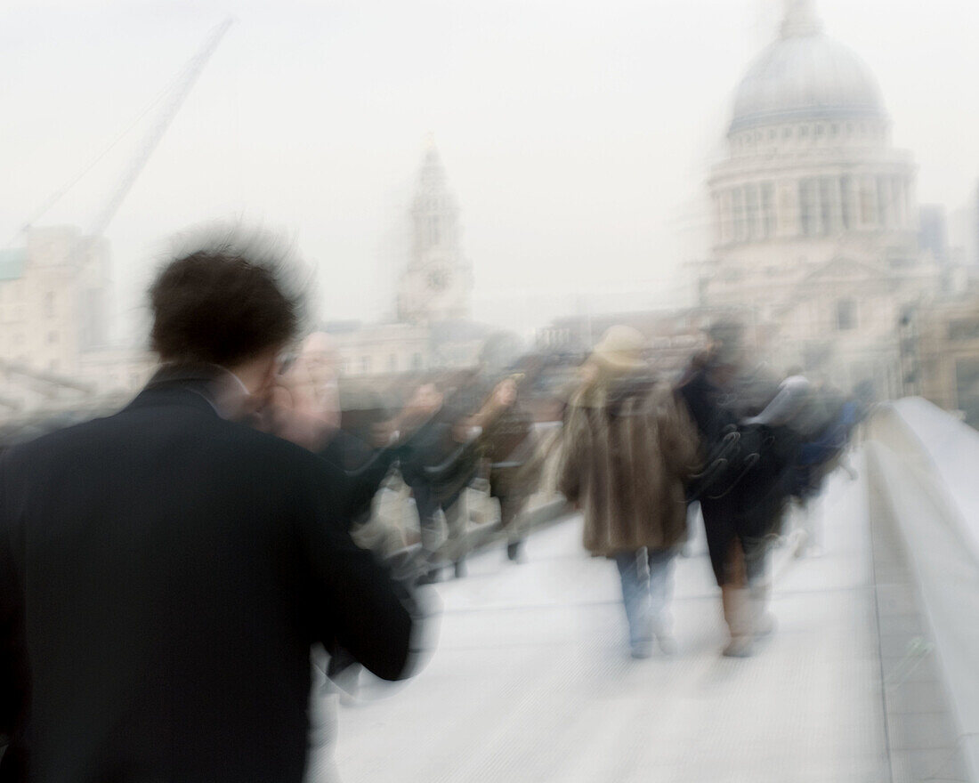 Millenium bridge, Saint Paul Cathedral, London city. UK