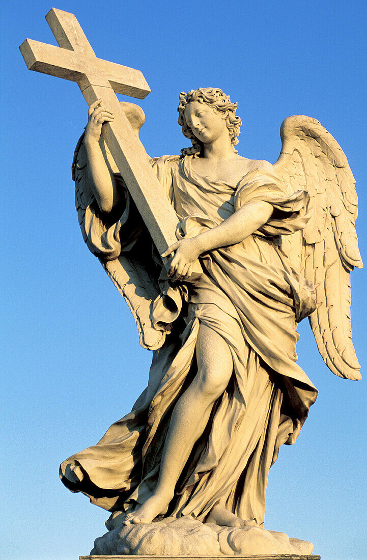 Statue of angel by Bernini at Sant Angelo bridge. Vatican. Rome. Italy
