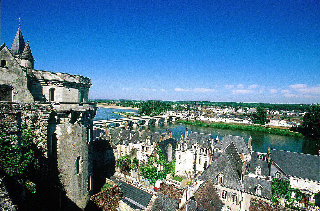 Château Amboise and Loire River. Val-de-Loire. France