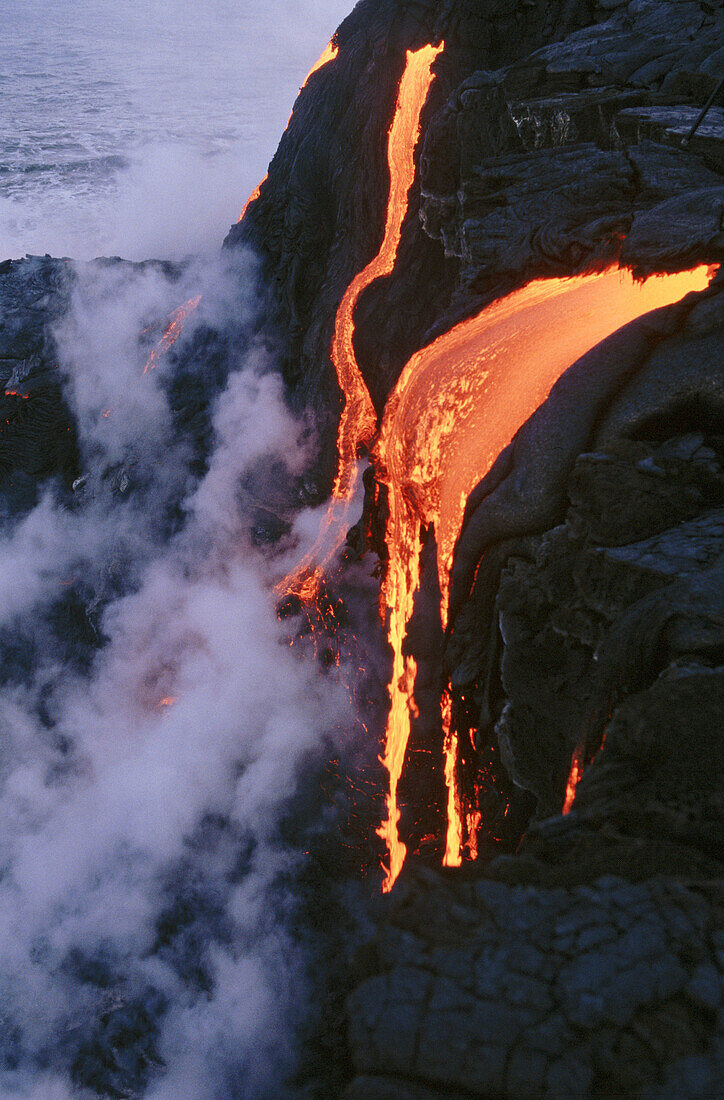Kilauea lava, Pu-u-O-o flow. Hawaii Volcanoes National Park. Big Island, Hawaii. USA.