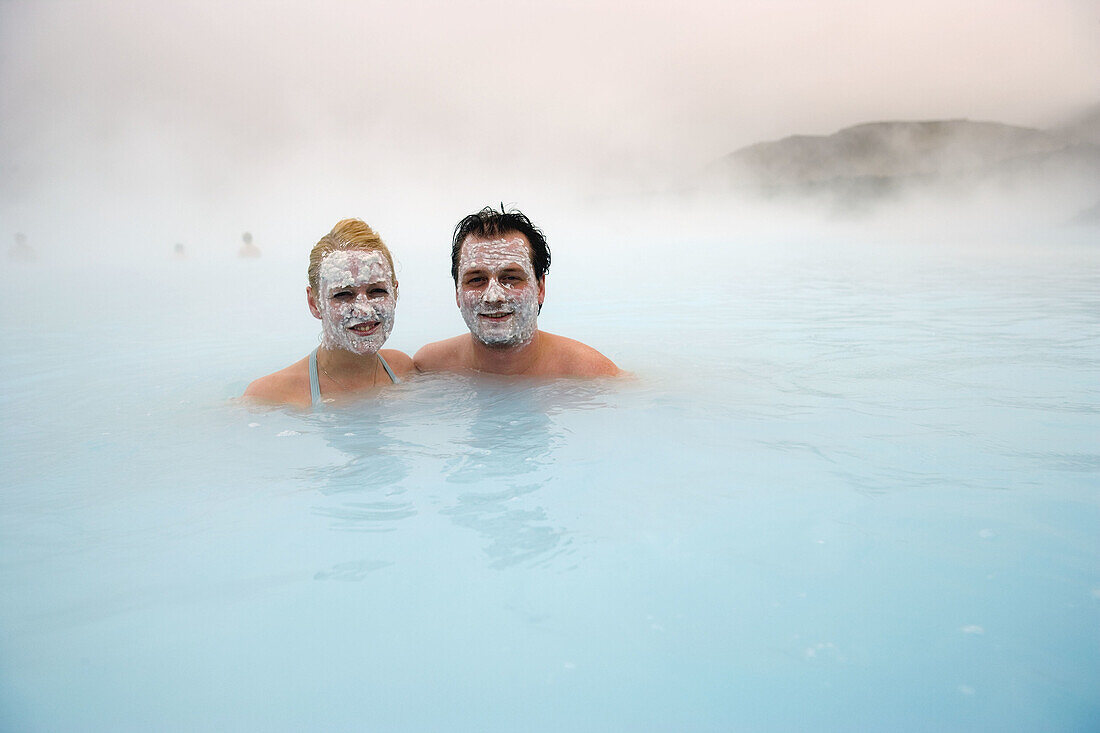 Couple from Norway at Blue Lagoon, Geothermal Hot Springs near Reykjavik, Iceland