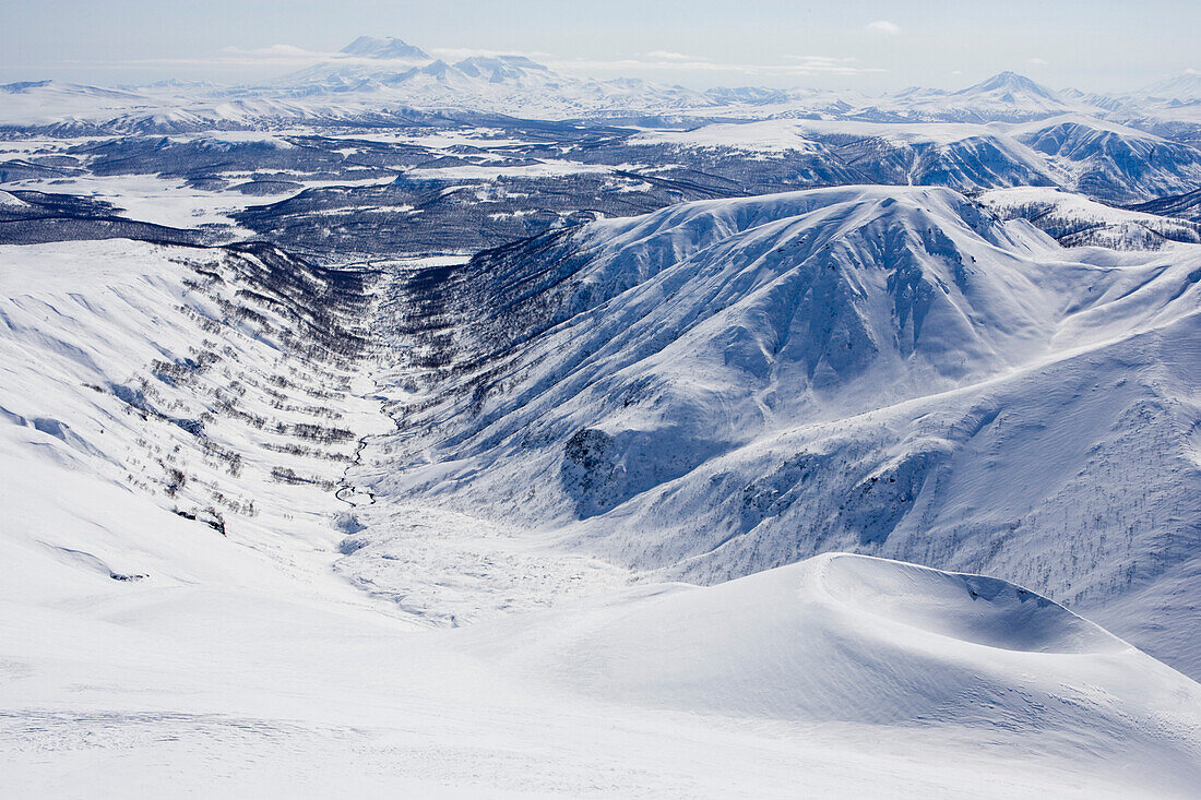 Volcanos in the snow. Kamchatka, Sibiria, Russia.