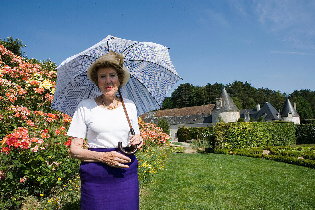 Mrs. Béatrice de Andia owner of La Chatonnière castle and gardens near Azay-le-Rideau. Indre-et-Loire, France